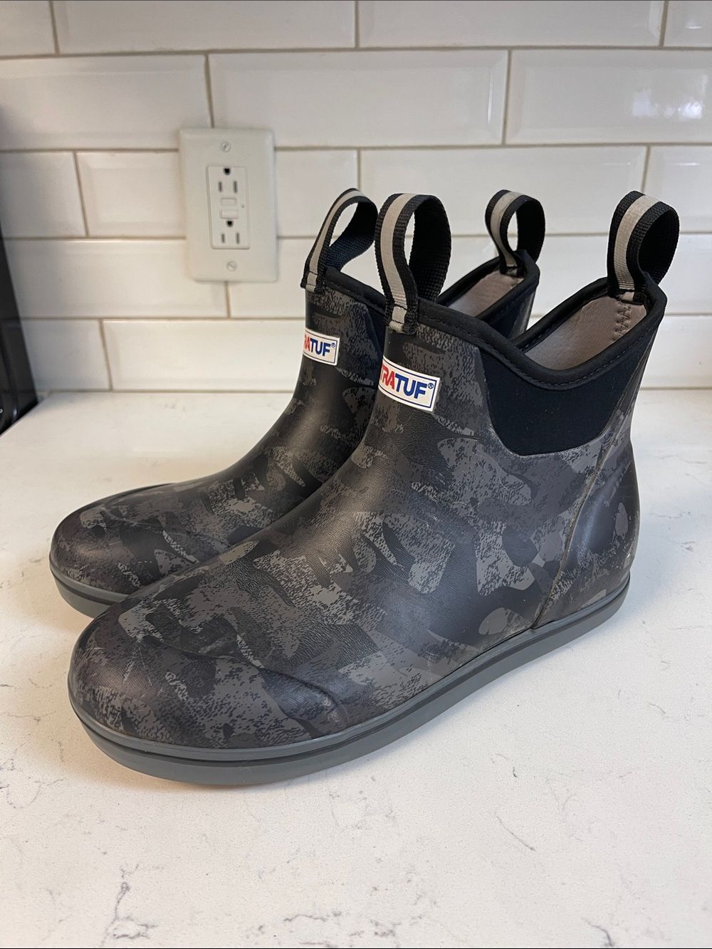 XTRATUF Women's Black Camo Ankle Deck Boot Size 10